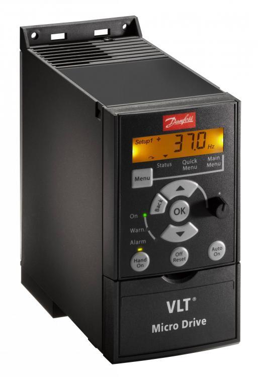 132F0007 FC-051P2K2S2E20H3BXCXXXSXXX VLT® MicroDrive FC51 051 2.2kW, 1x200-240V, With dynamic brake, IP20, RFI A1 + B1 reduction; Fharmonic, Standard cable entry, No adaptation, Varnished cards, No line switch 