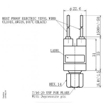 061F8492 DANFOSS REFRIGERATION Cartridge pressure switch